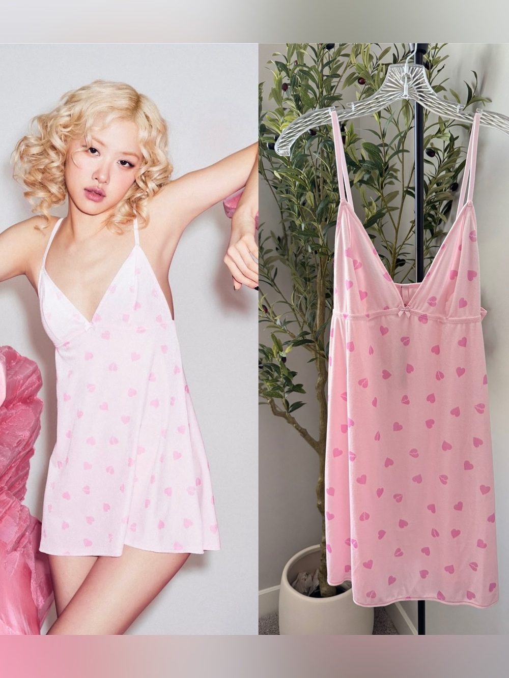 Skims Velvet Slip Dress Pink Cherry Blossom Heart Breaker XL